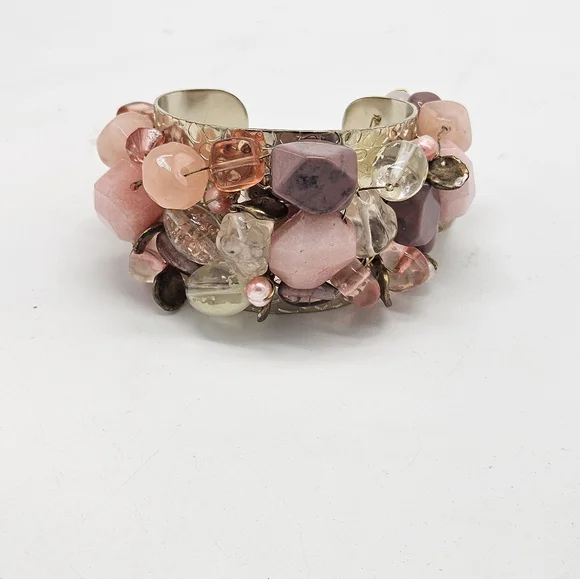Vintage designer cuff bracelet with stones - Picture 3 of 5